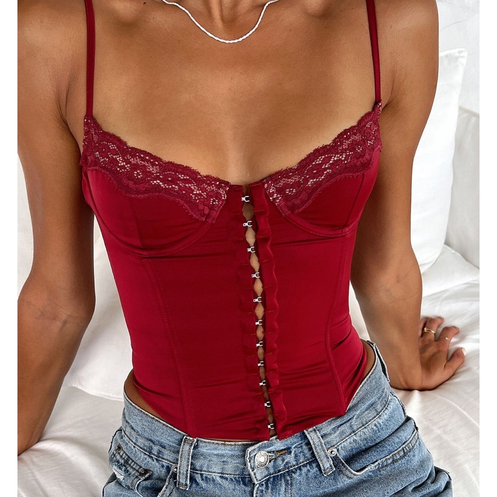 White Fox Pour It Up Bustier Wine top size small